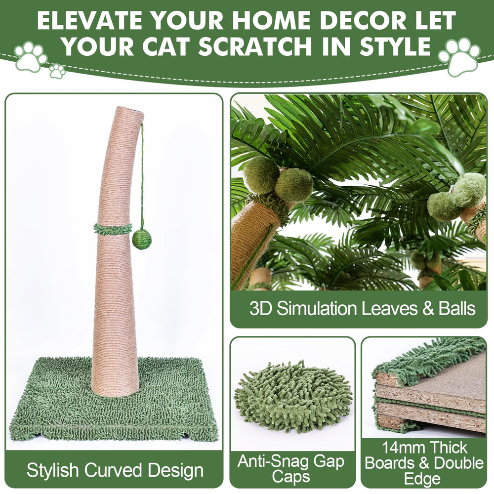 Furlogy Palm Tree Scratching Post interactive balls engage playful indoor cats