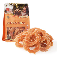 Furmate Chicken Jerky Rings packaging—premium dog treats ideal for training rewards.