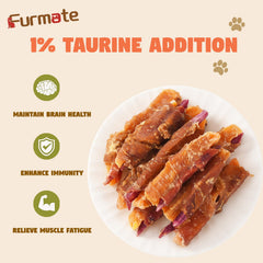 Furmate chicken-wrapped sweet potato treats closeup highlights chewy texture for dental care