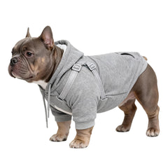 Furmate dog hoodie with built-in harness and buckle for safer walks