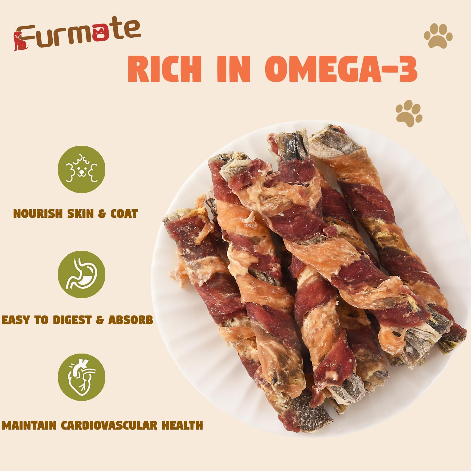 Furmate chicken duck cod wrap stick closeup highlighting flavor variety