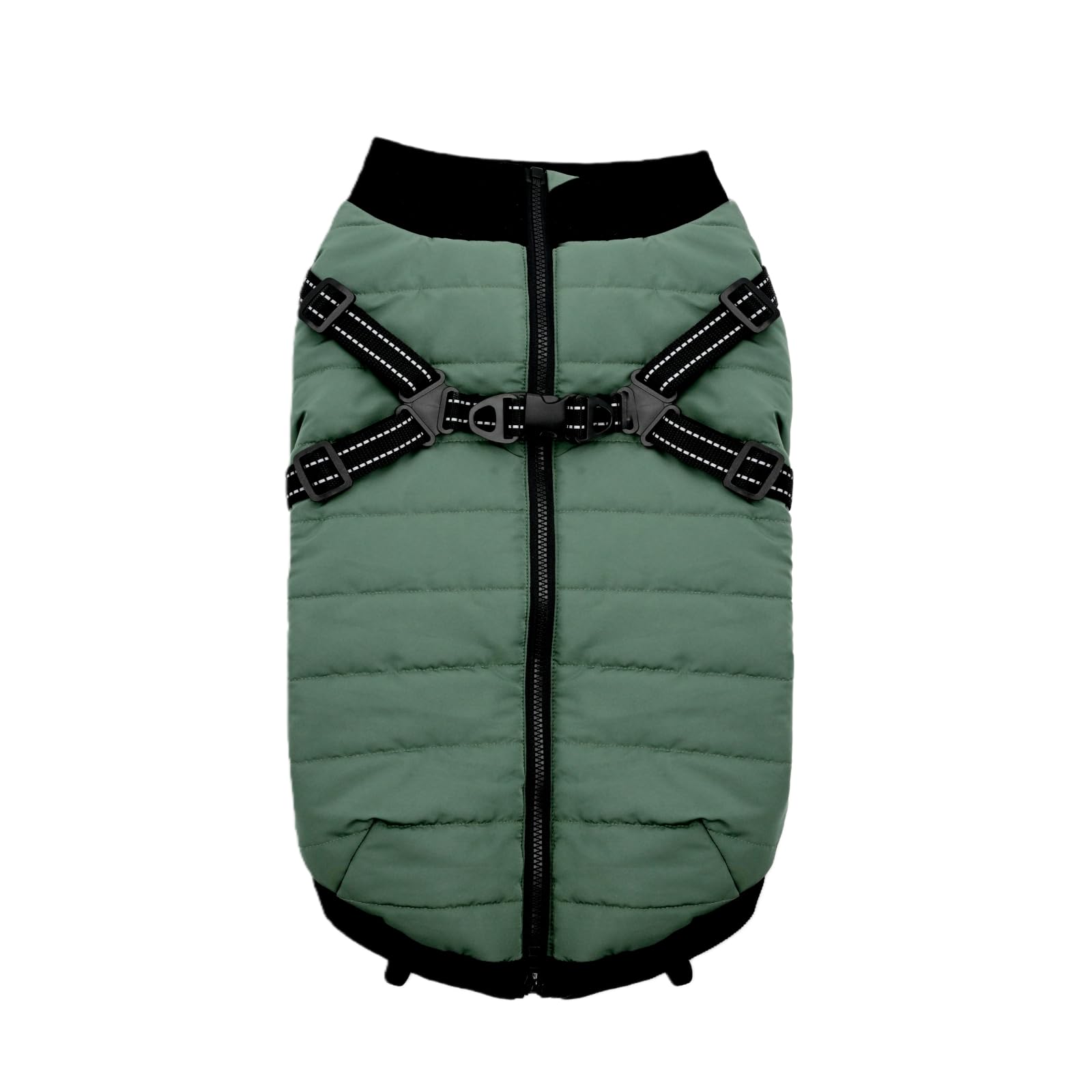 Furmate winter coat tail cord close-up highlights secure tail base for active play.