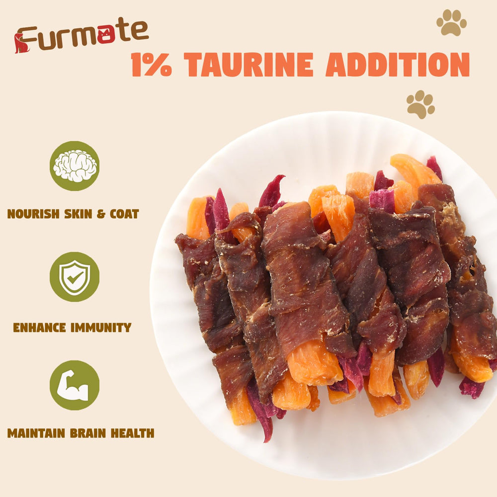 Furmate duck and sweet potato ingredient close-up highlights lean protein and fiber.