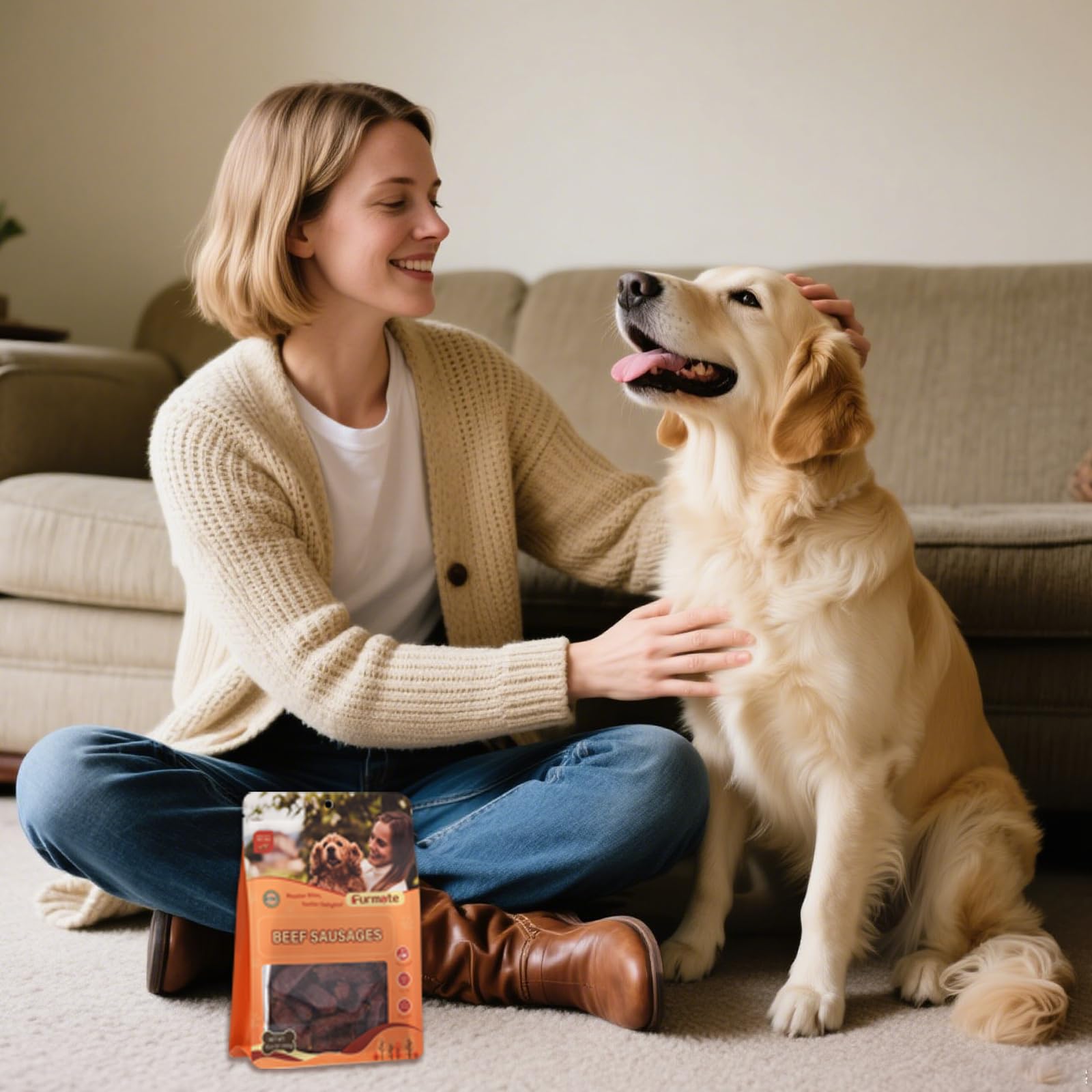 Furmate Soft Beef Sausage Dog Treats coat nourishment and gentle digestion support from simple ingredients.