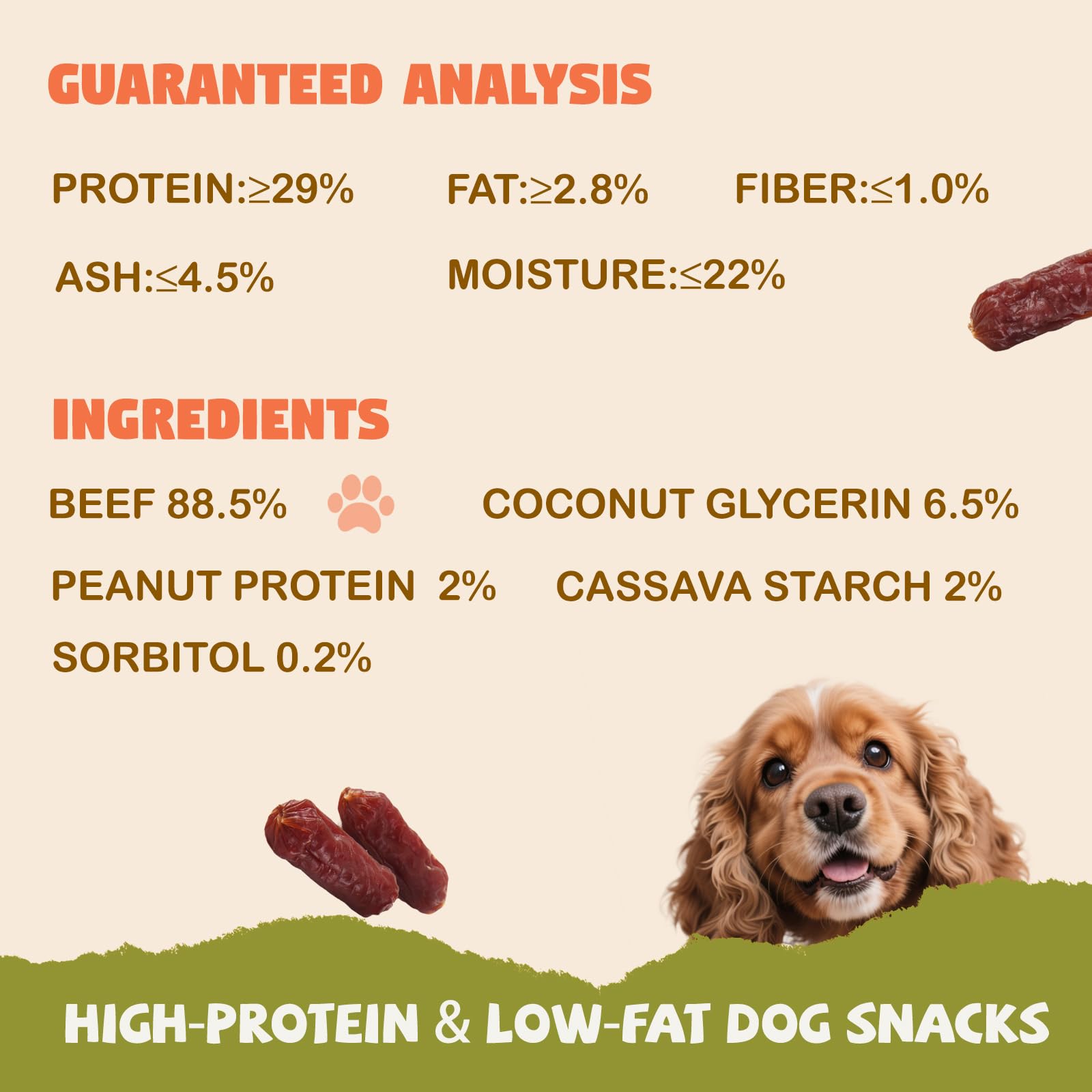 Furmate Soft Beef Sausage Dog Treats soft chewy texture visible in translucent casing.