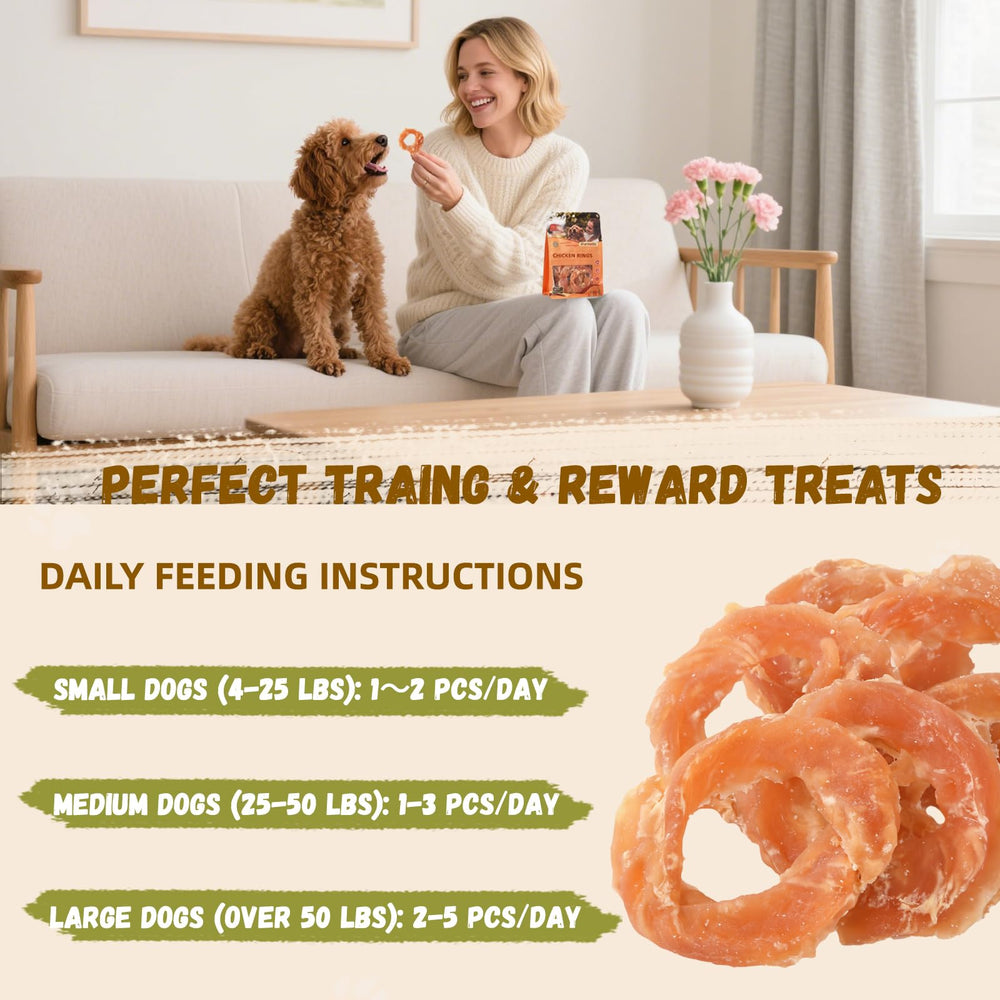 Furmate Taurine-enhanced Chicken Jerky Rings—tasty option for daily activity and focus.