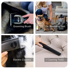 FURME Original pet grooming vacuum kit two-liter bin keeps grooming mess minimal for a cleaner space.