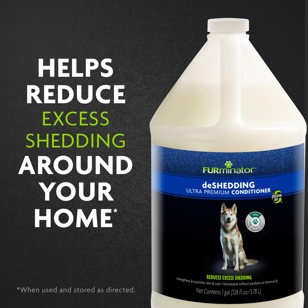 FURminator conditioner lathers creamy for thorough coat conditioning and moisturized skin.