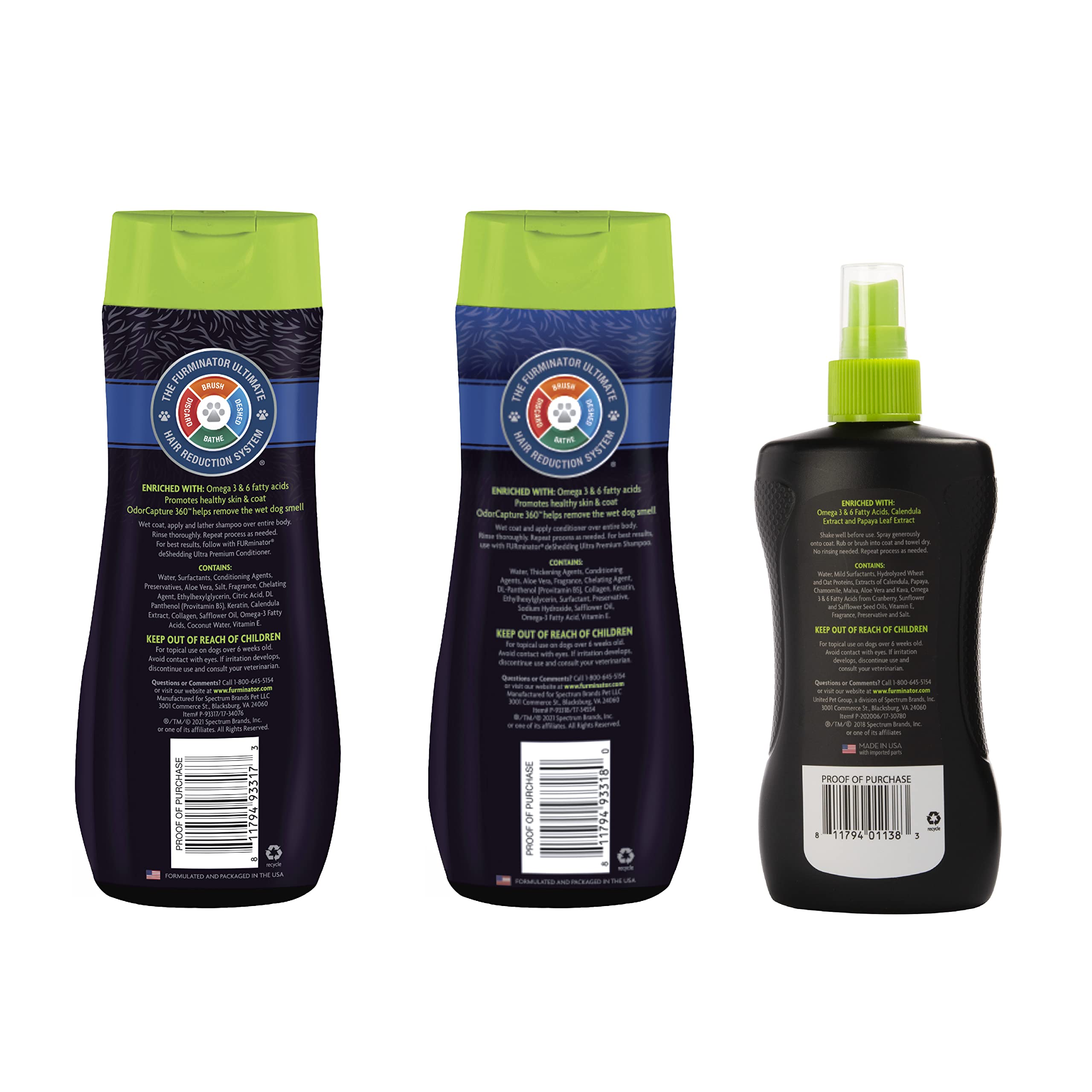 FURminator deshedding conditioner bottle smooths coat and minimizes shedding
