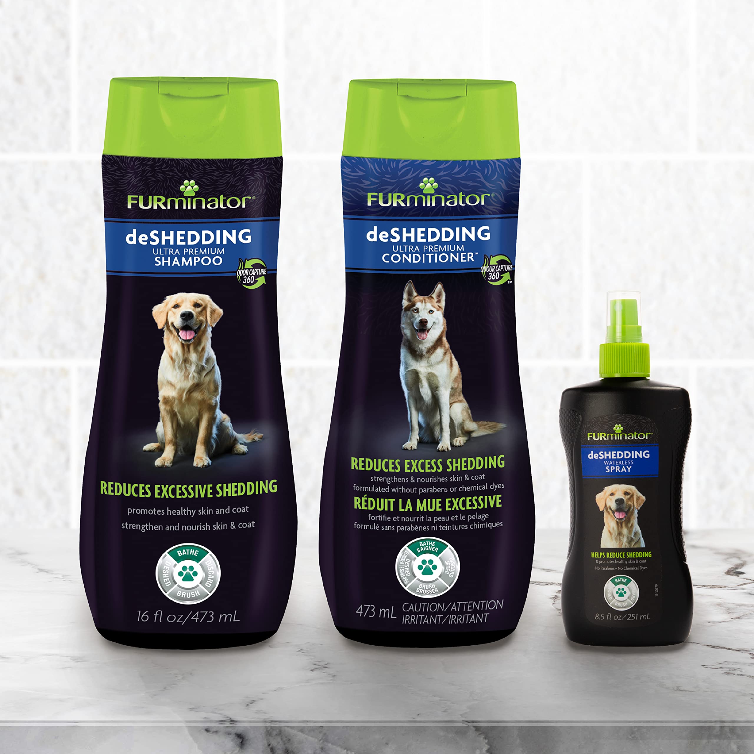 FURminator deshedding kit label details emphasize paraben-free formula