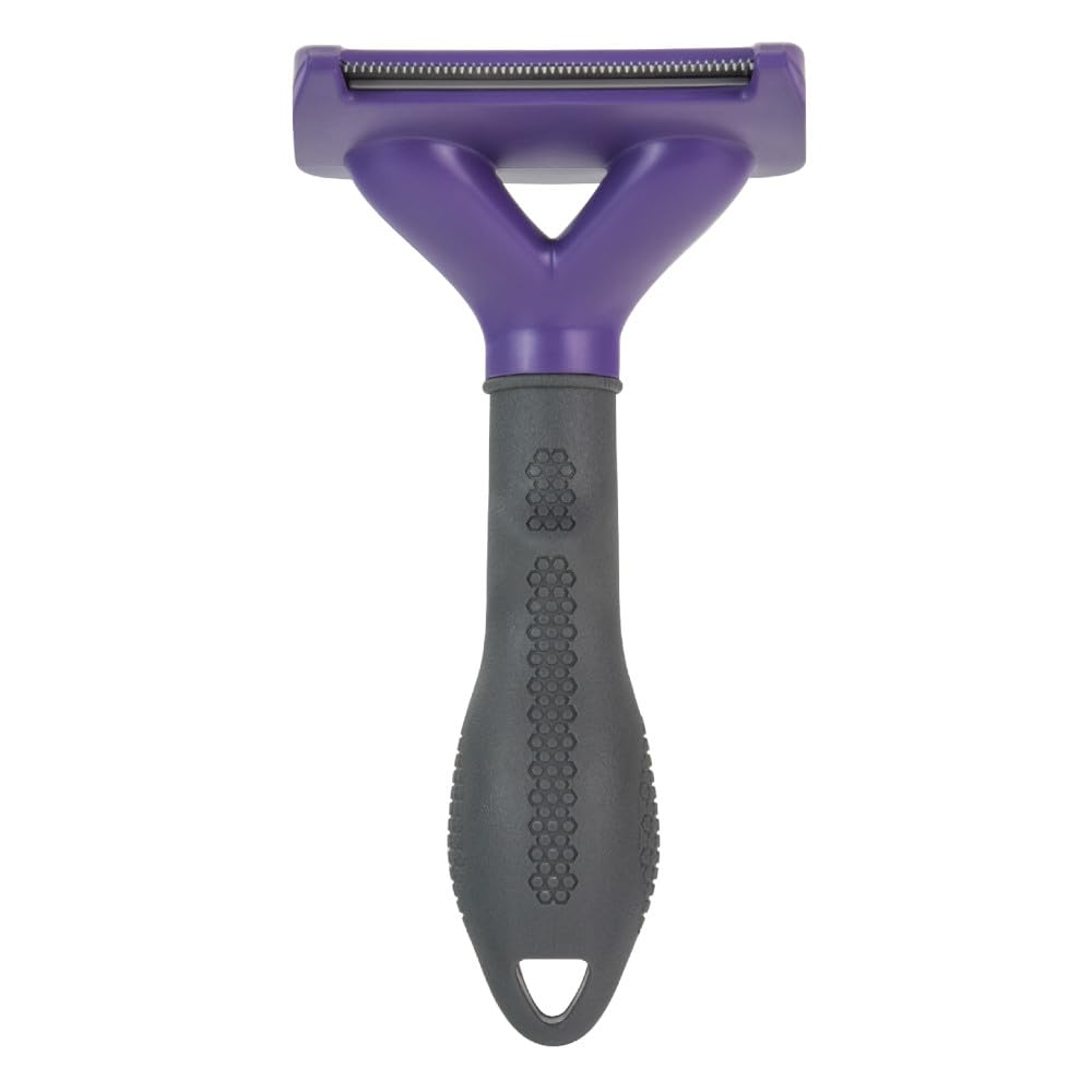 FURminator deshedding tool topcoat reach—removes undercoat without damaging fur.