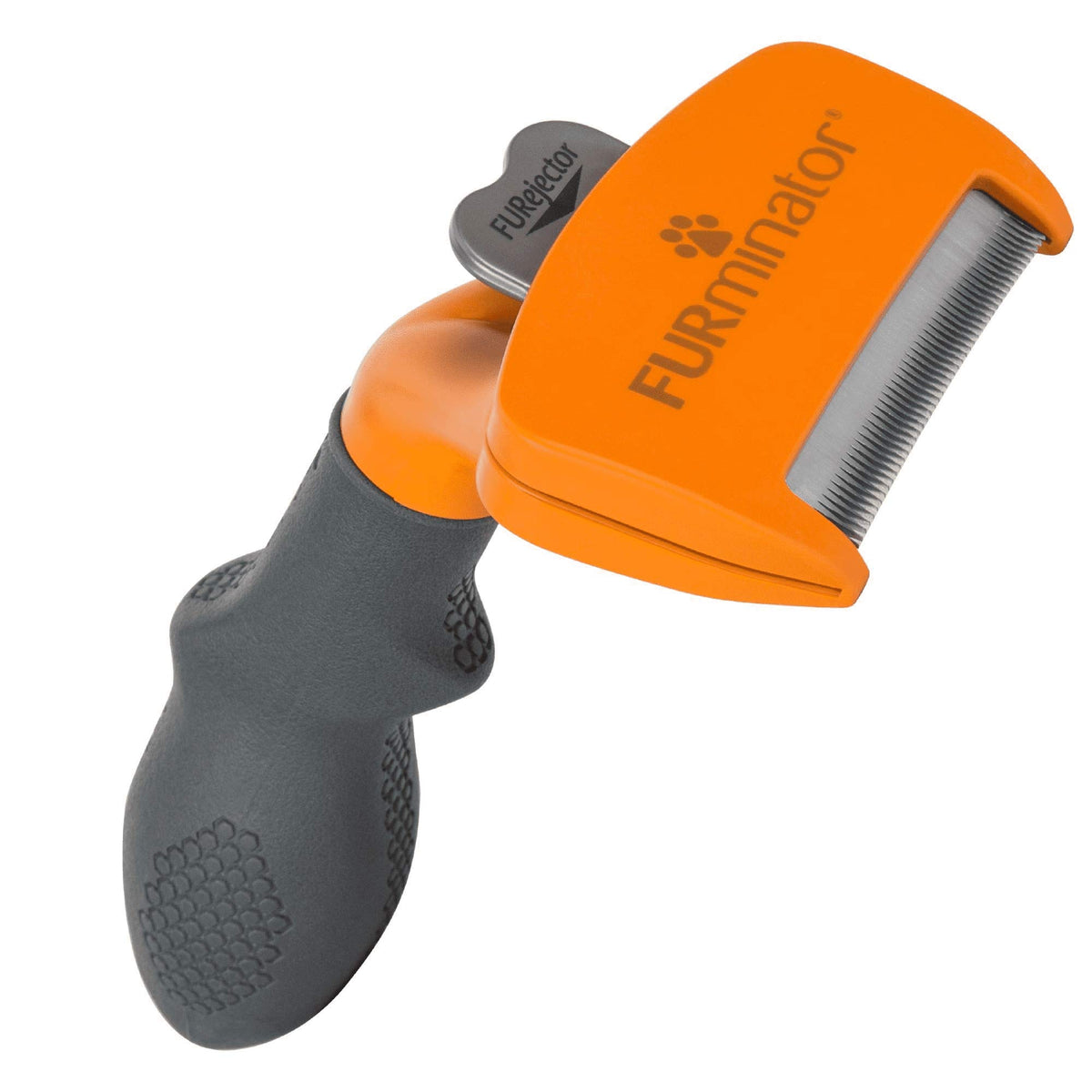 FURminator medium dog undercoat deshedding tool with ergonomic handle for comfortable grooming.