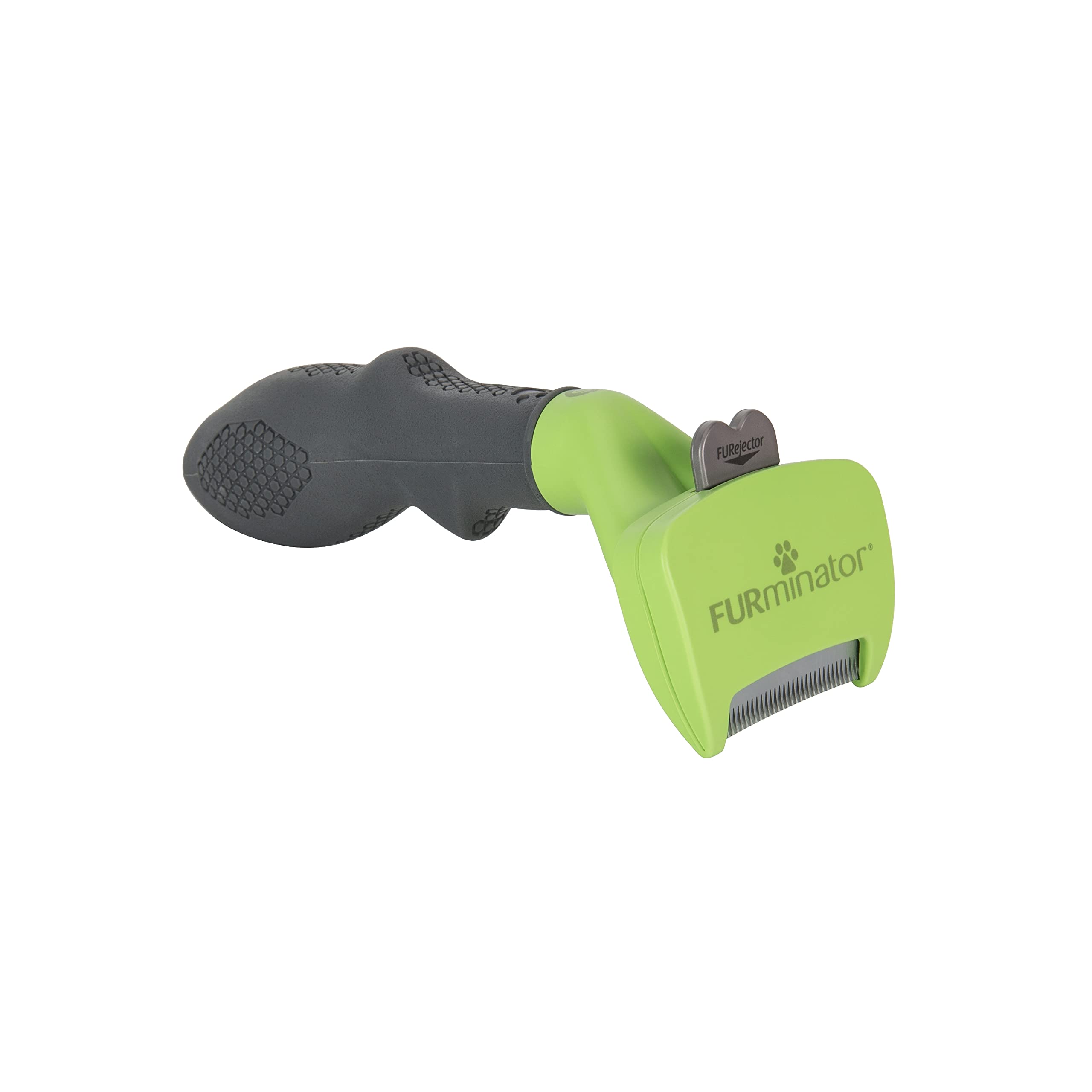 FURminator small dog undercoat deshedding tool with ergonomic handle for comfortable grooming.