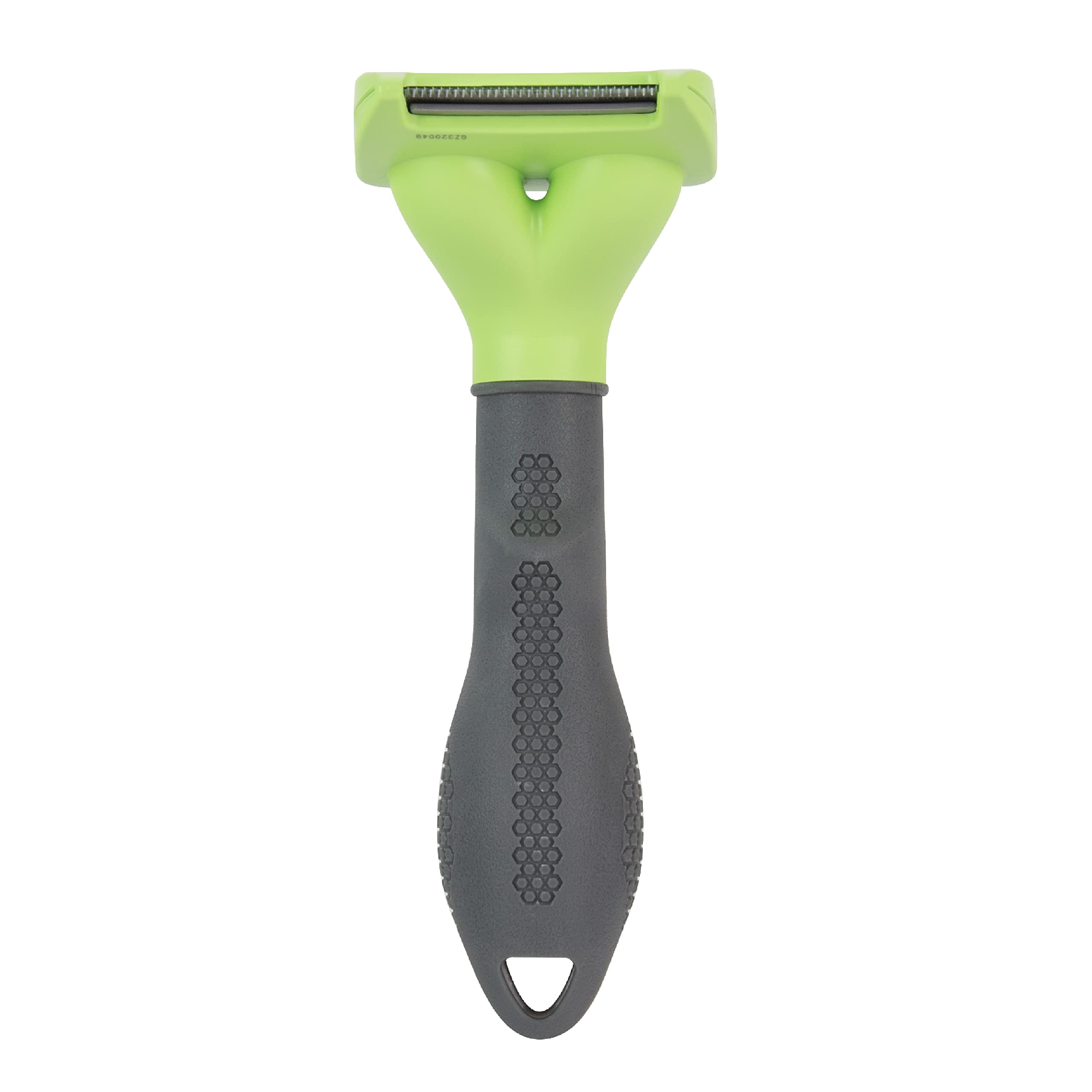 FURminator deshedding tool curved edge gliding through coat