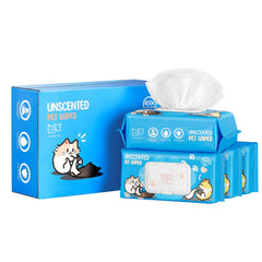 Furmini Unscented Pet Wipes 4-pack with lid for on-the-go cleanliness.