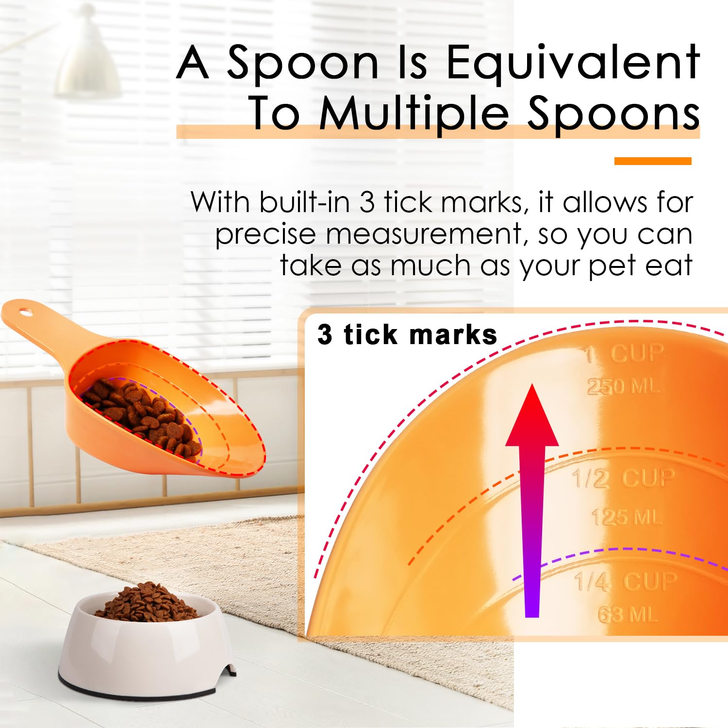 FURMYLOVE melamine scoop durable material for long-lasting feeding routines.