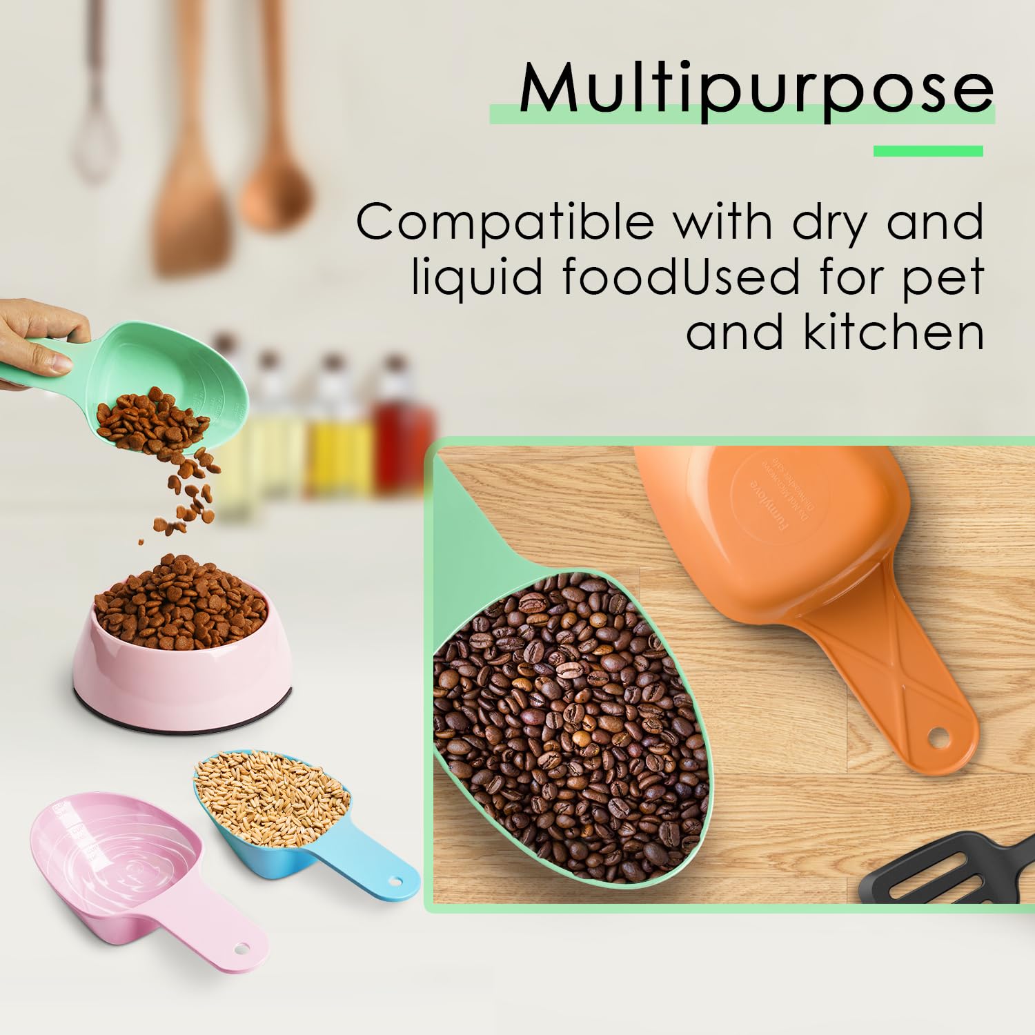 FURMYLOVE durable melamine scoop resists warping and lasts longer