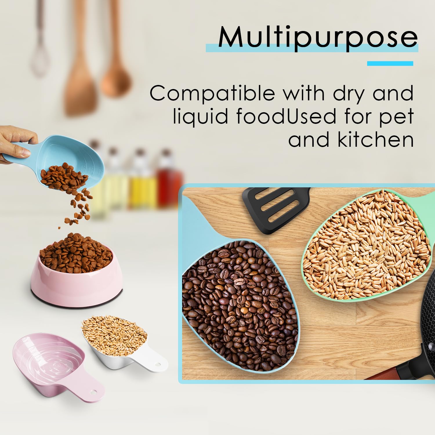 FURMYLOVE wide-application pet food scoop usable for dogs, cats, rabbits