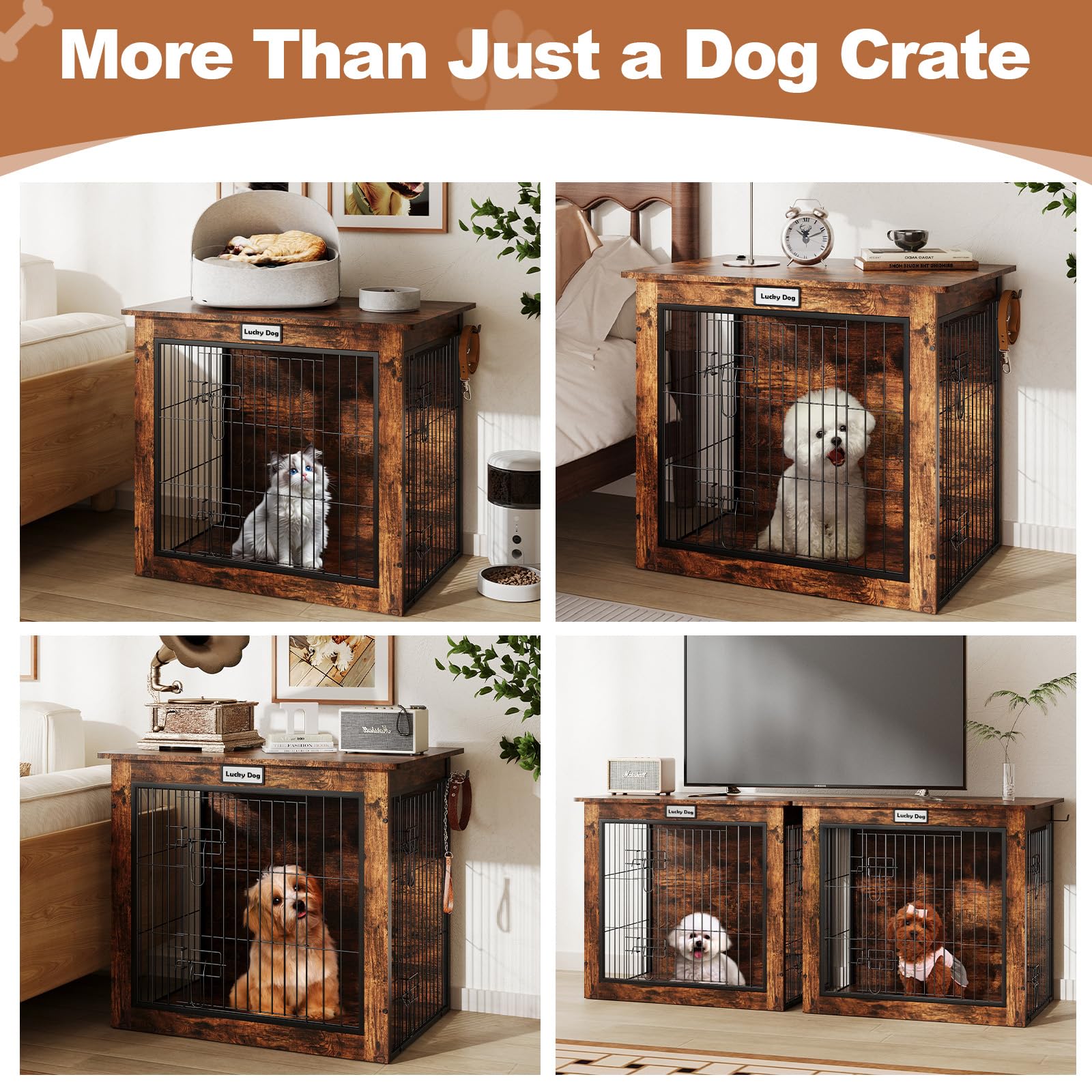 FurnPulse Dog Crate End Table stable base reduces wobble on floors