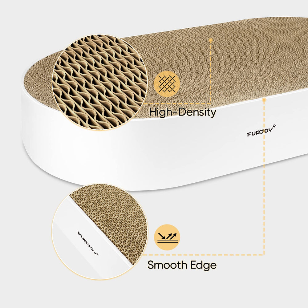 FUROZY cat-scratcher oval pad assembled view showing durable cardboard construction