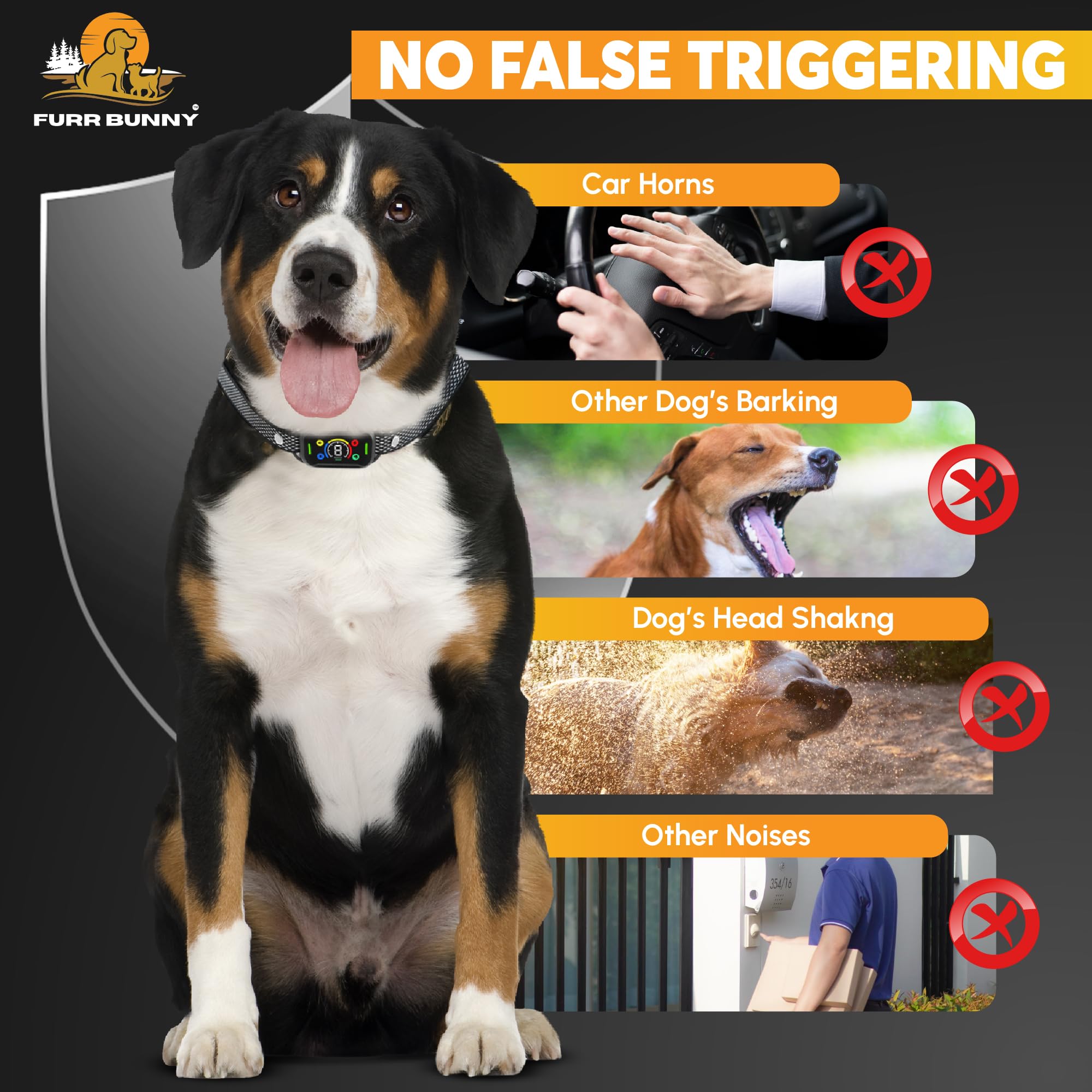 FURR BUNNY bark collar vibration mode provides low-impact corrections