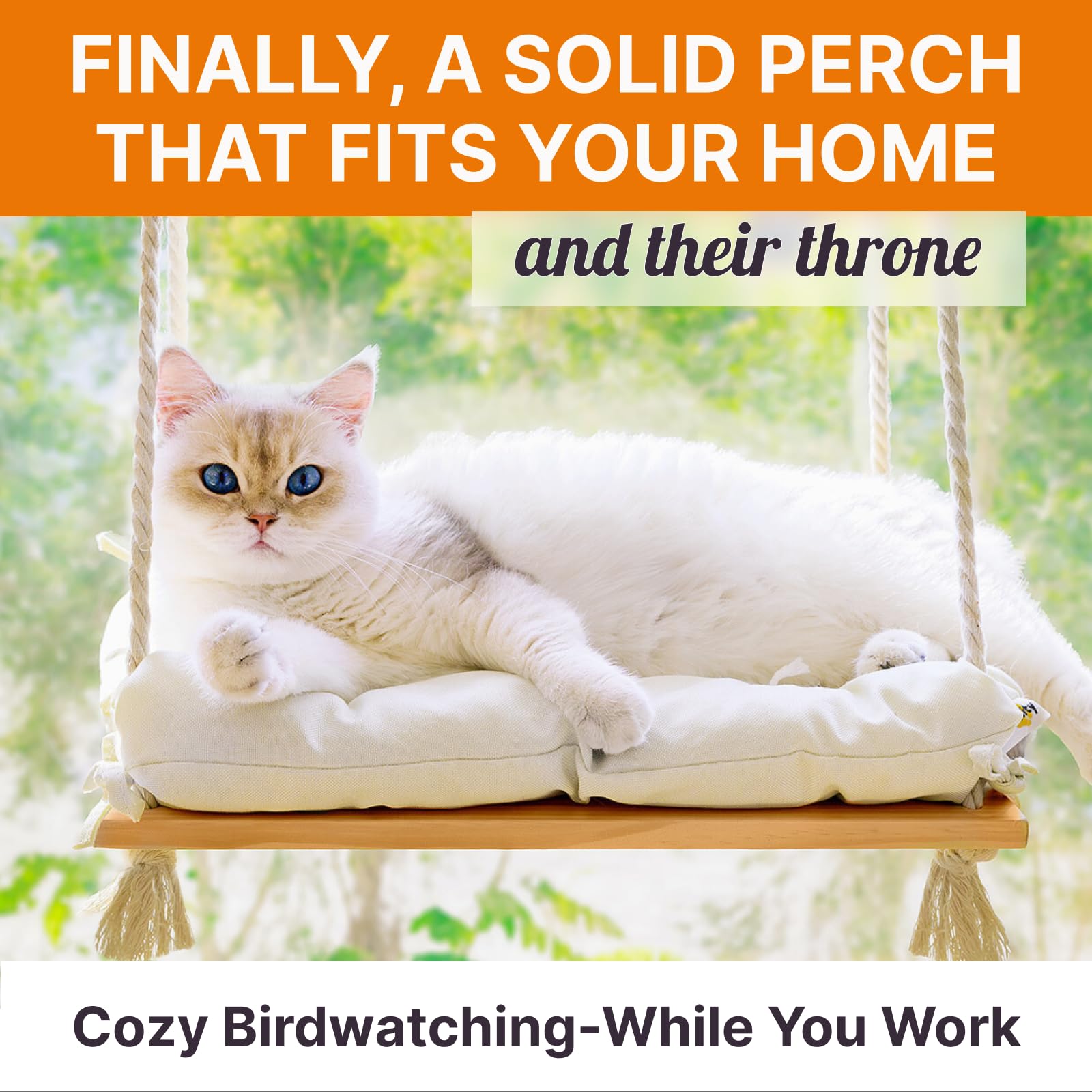 Furrfinity cat window perch with soft cushion for cozy resting