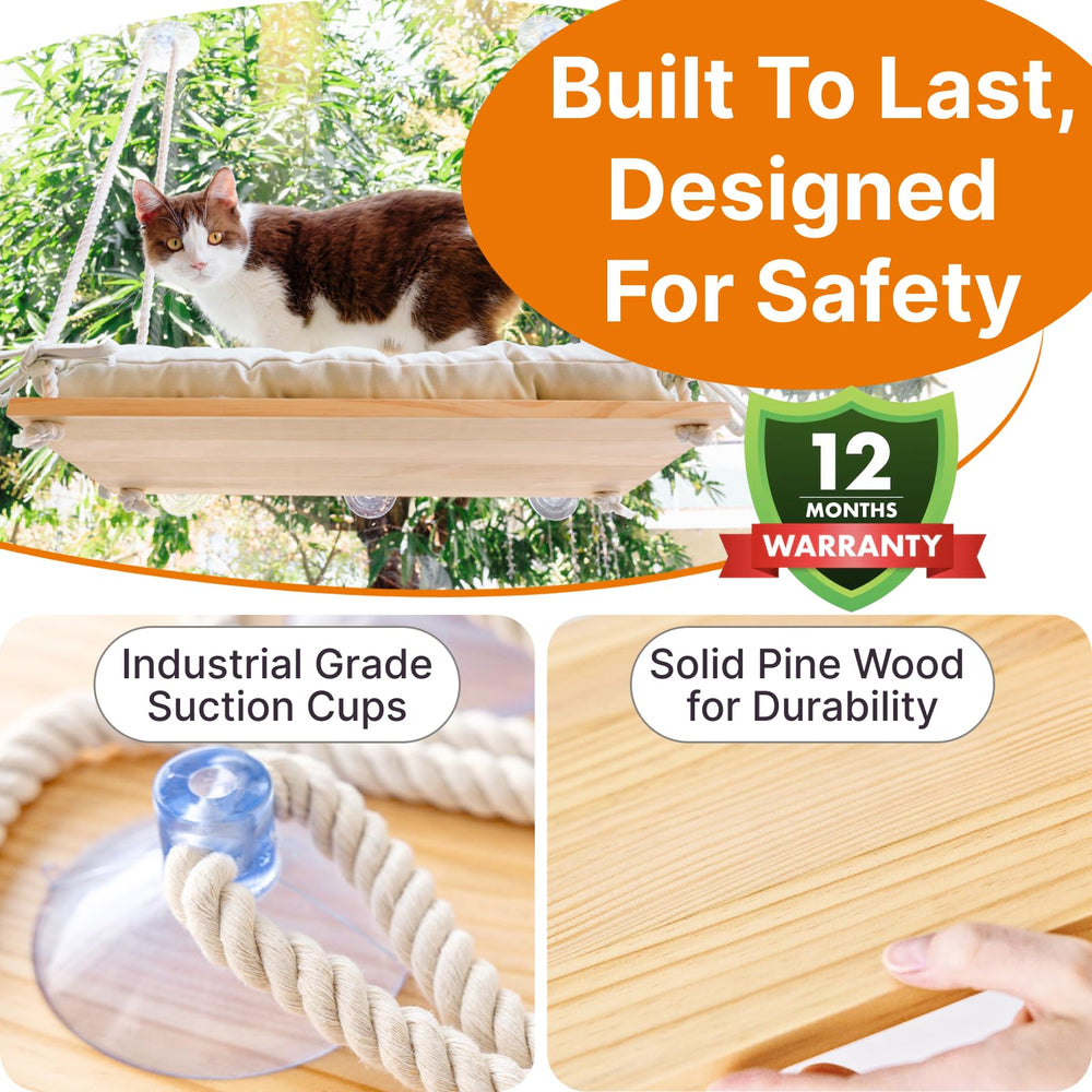 Furrfinity suction cups grip window for secure heavy-cat support