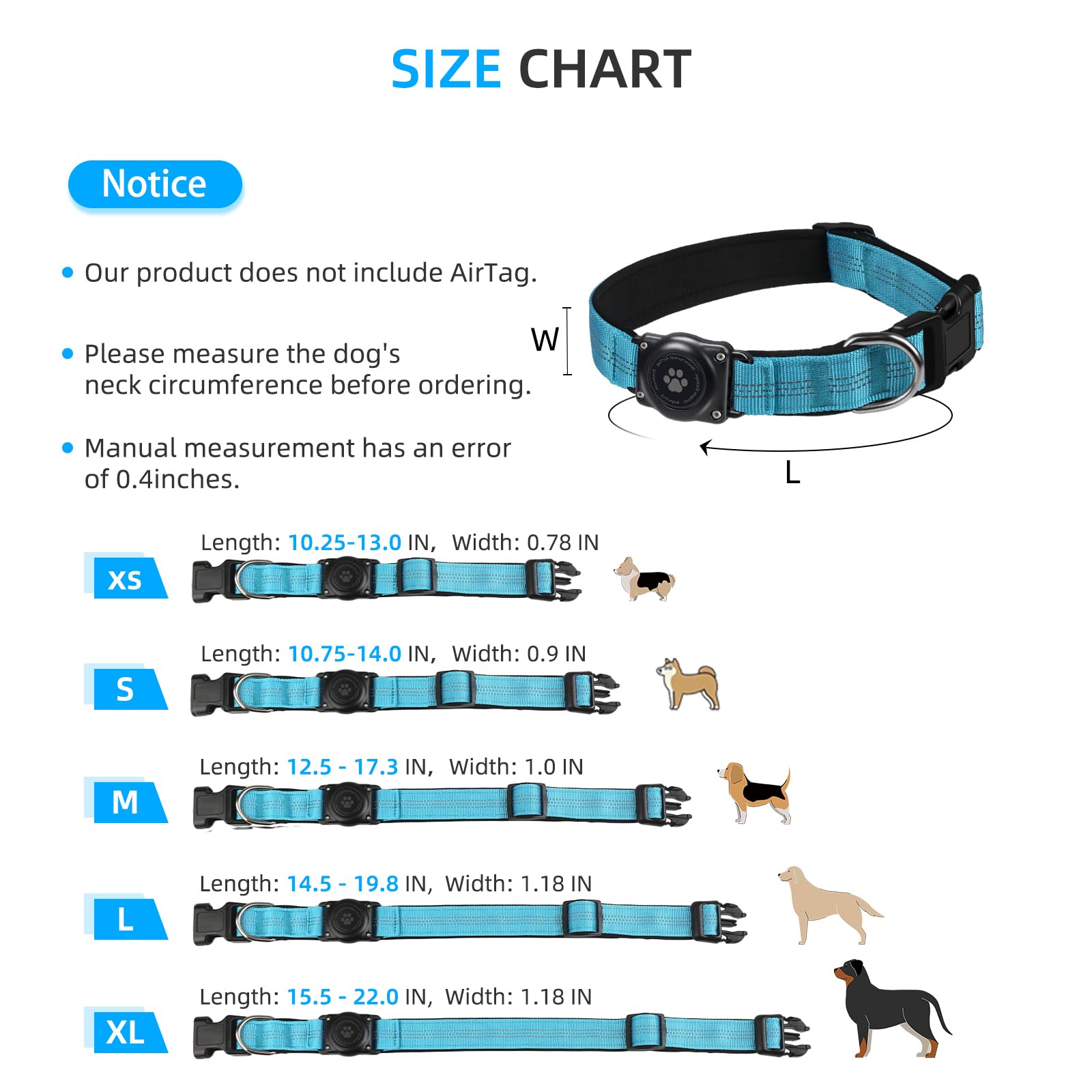 Furrigo AirTag dog collar blue worn on dog during outdoor adventures demonstrates durability.