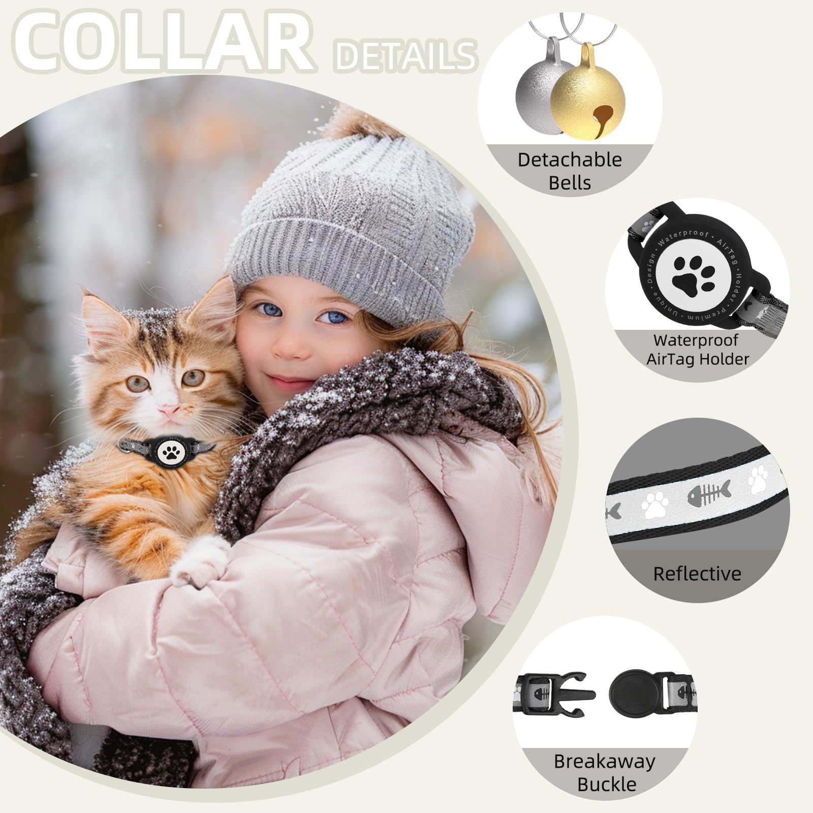 Furrigo waterproof AirTag collar being worn in rain shows durability.