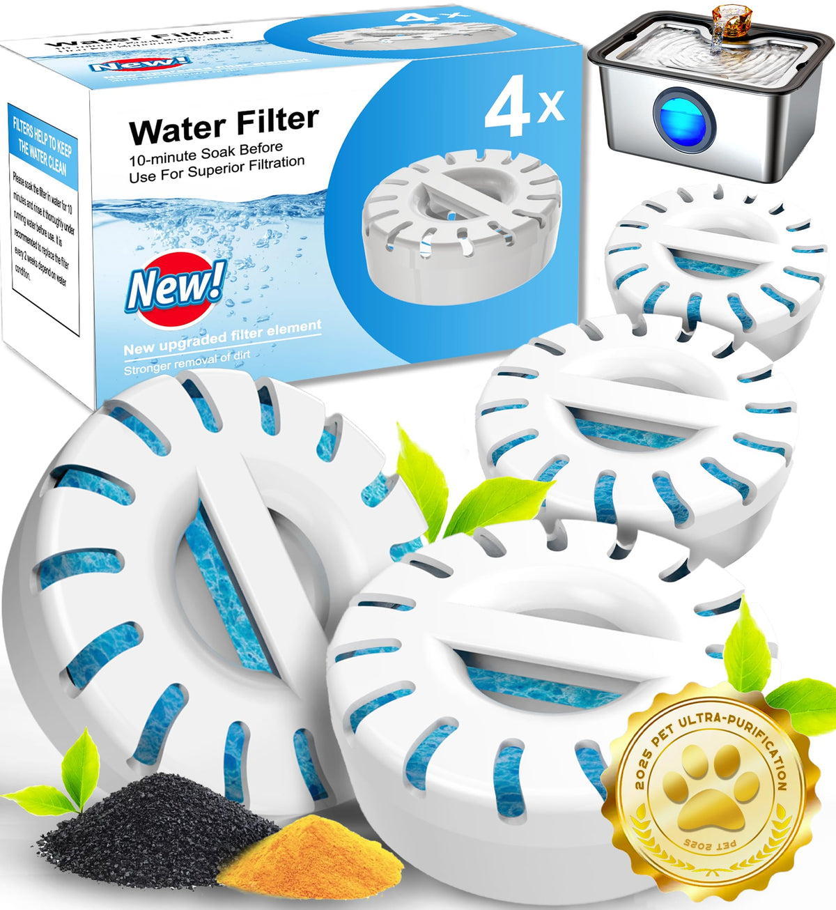 FurryPlanet filter element pack for fountain-stainless keeps pet water stations clear.