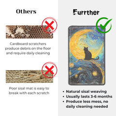 Furrther Sisal Cat Scratcher Post Mat on couch demonstrates furniture-friendly scratching surface