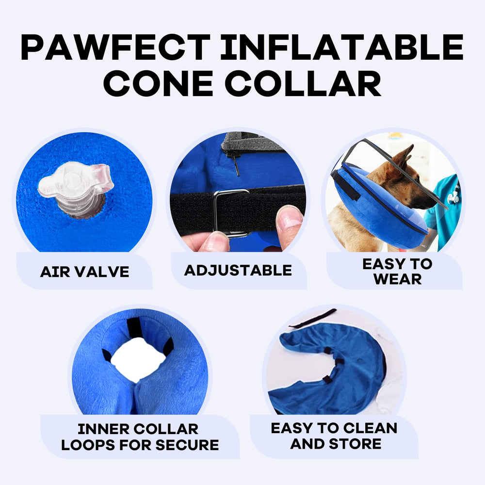 Furrtripsy inflatable dog cone blue XL soft pillow-like comfort during recovery