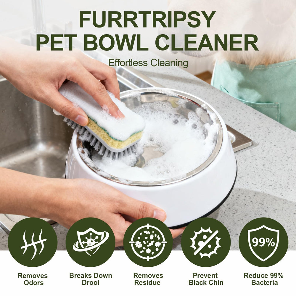 Furrtripsy pet bowls cleaner mousse foam detail showing easy, fragrance-free cleaning.