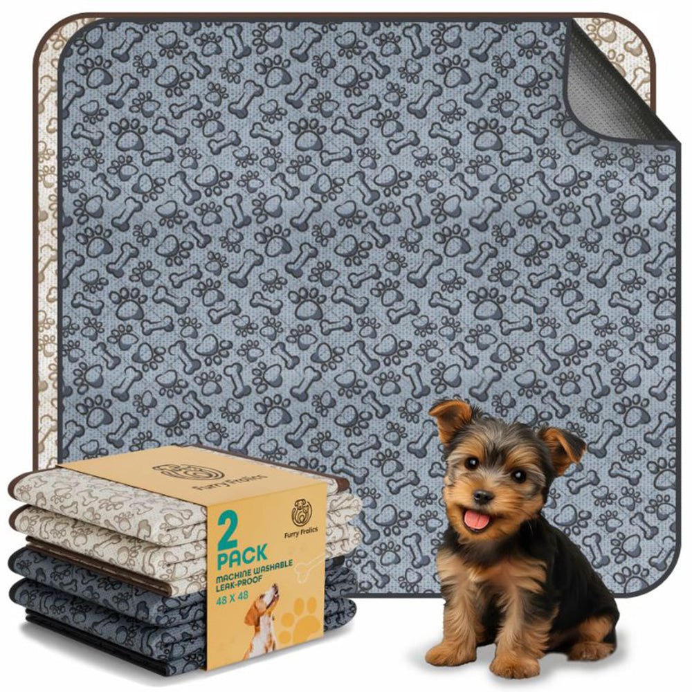 Furry Frolics large washable dog pee pad provides full coverage for easy house training.