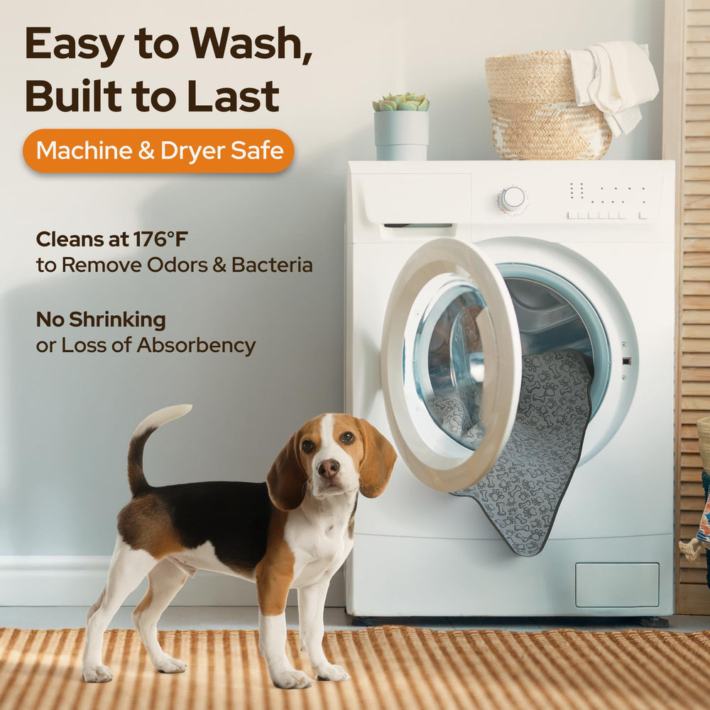 Furry Frolics travel-friendly pad fits car or playpen for mess management on the go.