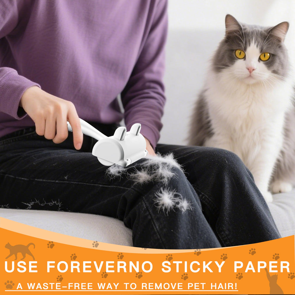 Furry Fun roller used on car seats for quick fur removal during commutes