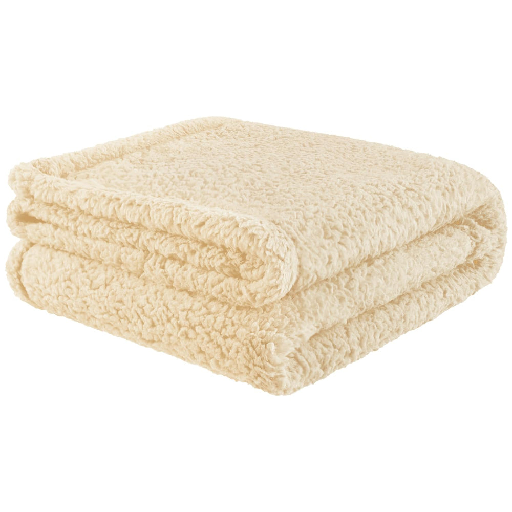 furrybaby dog blanket soft sherpa beige 32x40 on bed provides cozy warmth