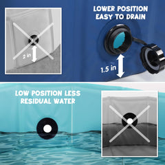 Furrybaby dog pool drain-hole feature enables quick water release after play.