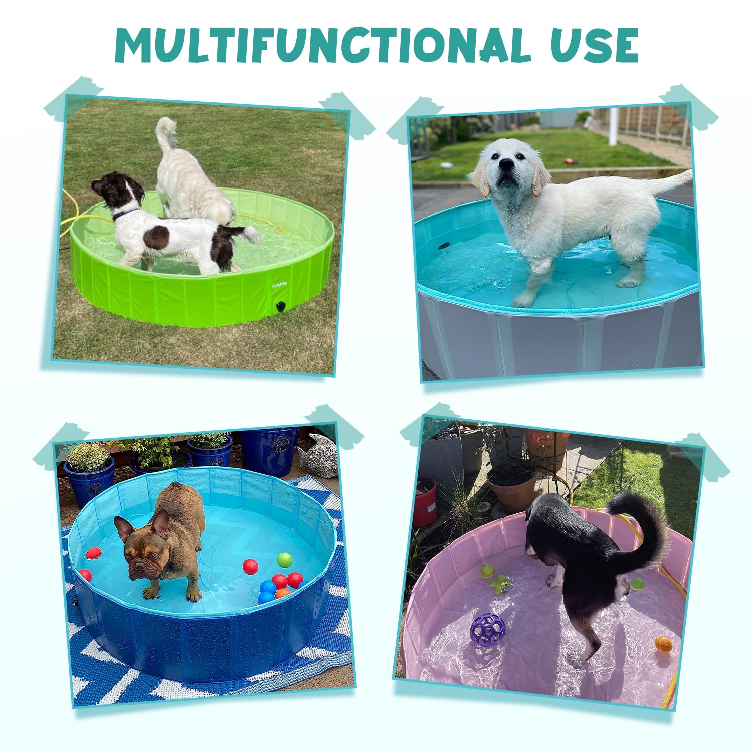 Furrybaby foldable dog pool used as a pet bath after outdoor play