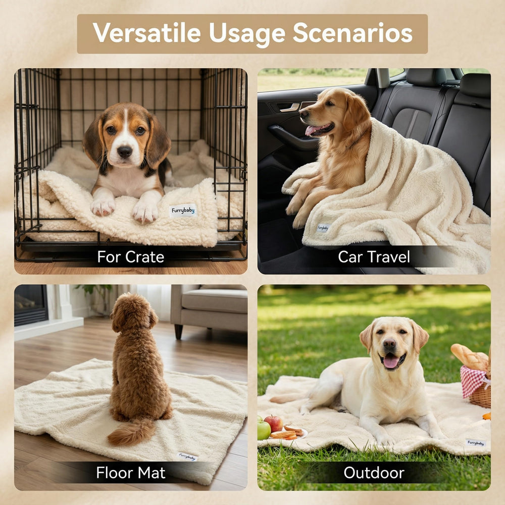 Manta furrybaby beige de tacto suave para perros