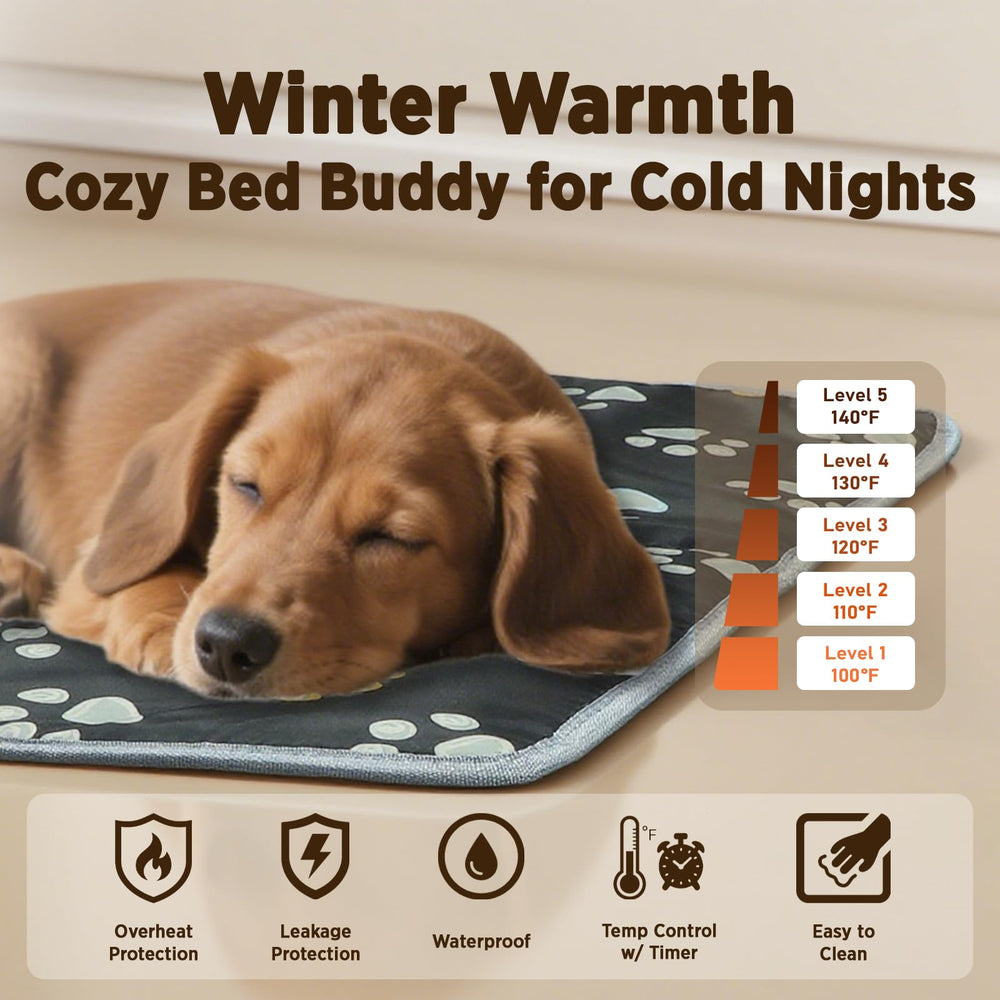 FurryBaby heating pad side view shows 6.5-foot extension cord for flexible placement.