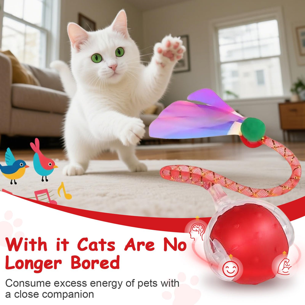 FurryJoy Interactive Ball with bionic tail enhances chase instincts during play