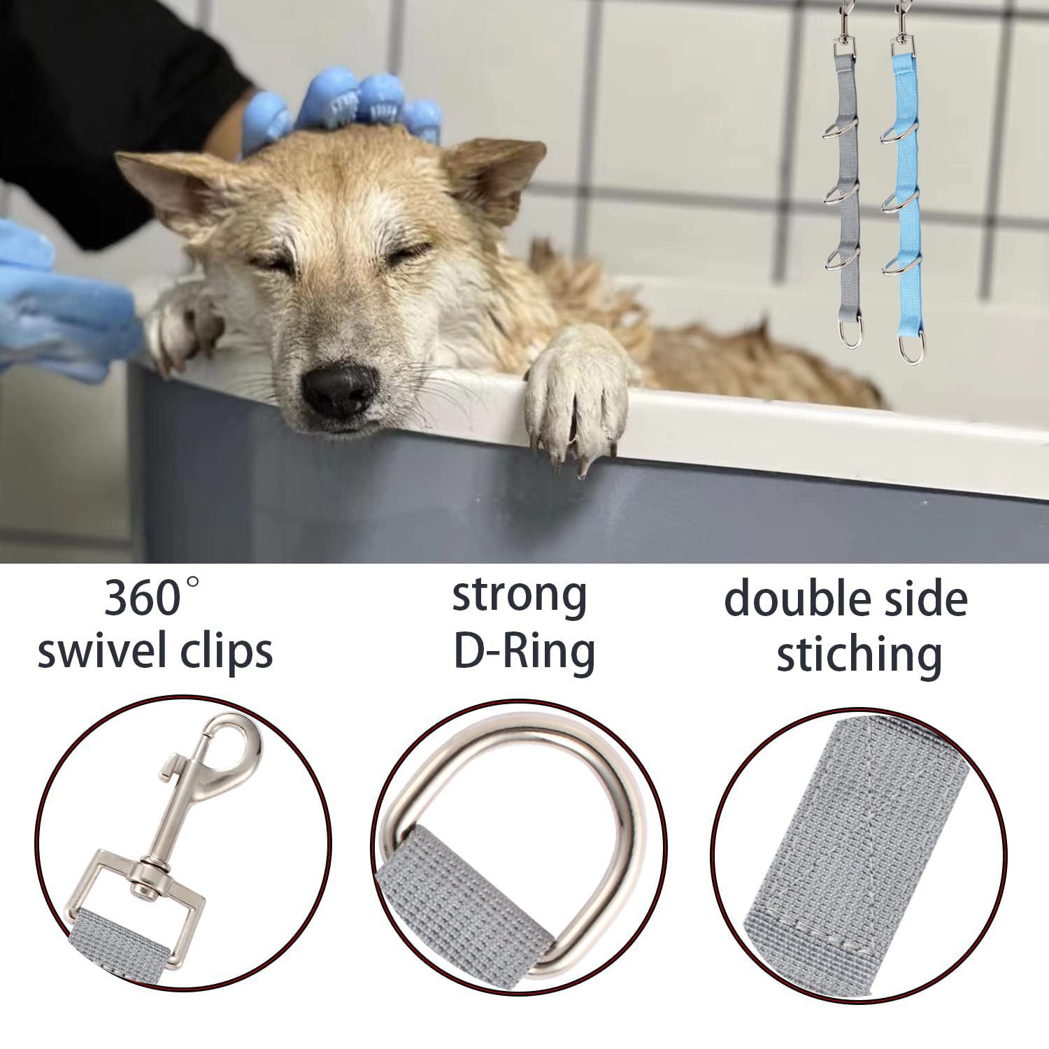 FURSDOLY D-Rings offer different heights for secure positioning during grooming sessions.