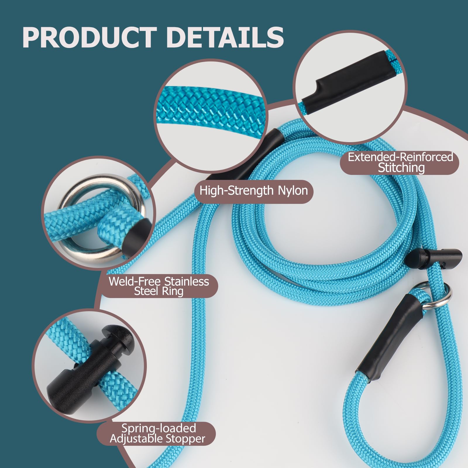 FURSDOLY Slip Lead nylon-rope-texture delivers durable grip for comfortable hands on long walks.