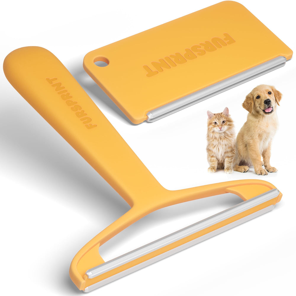 Fursprint Pro dual-sided fabric tool lifts fur from upholstery with precision