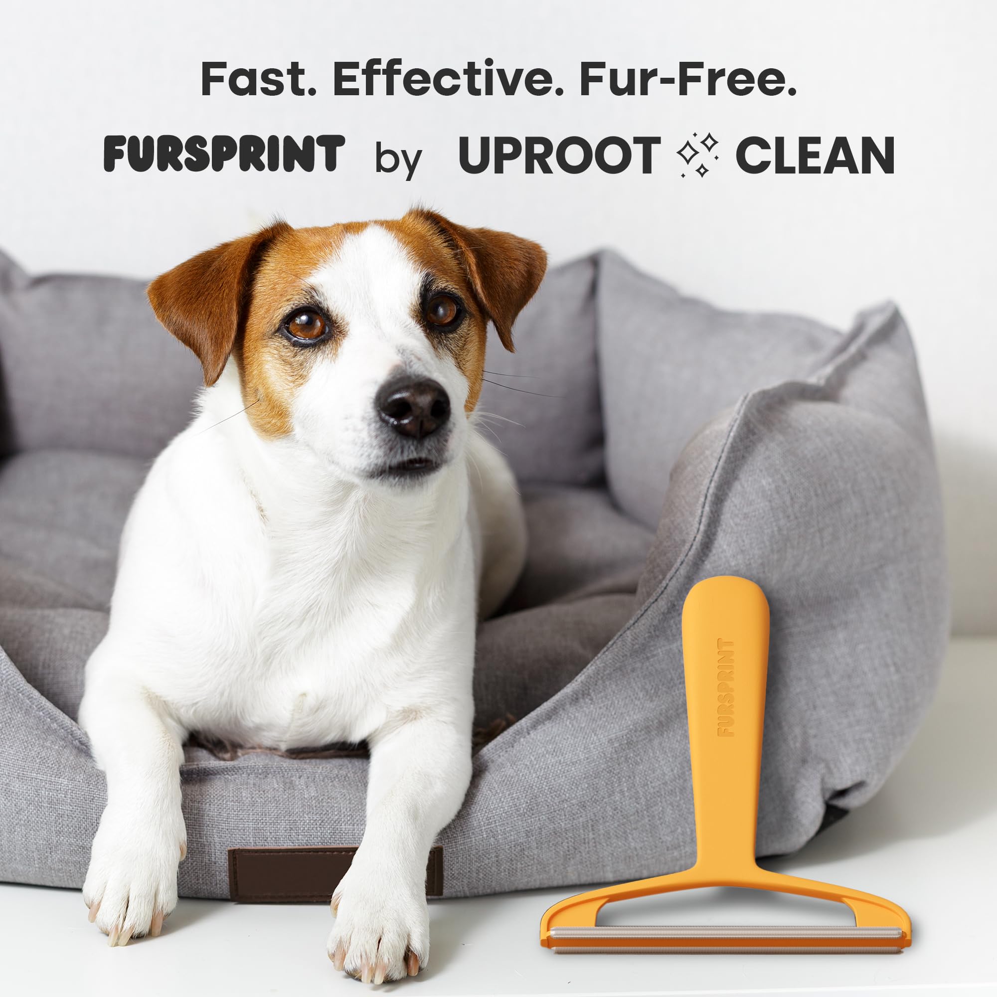 Fursprint Pro pet hair remover tool in use on fabric delivers efficient fur lift.