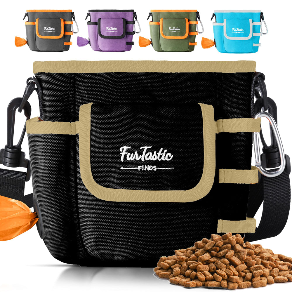FurtasticFinds dog treat pouch with magnetic closure demonstrates one-handed quick access during training.