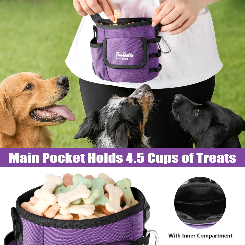 FurtasticFinds dog treat pouch waterproof-fabric emphasizes rain-ready use on hikes and park visits