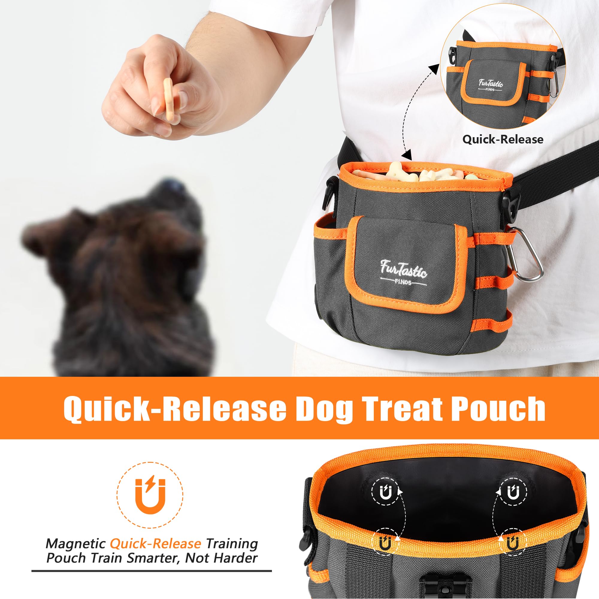 FurtasticFinds dog treat pouch waterproof Oxford fabric resists rain and mud.