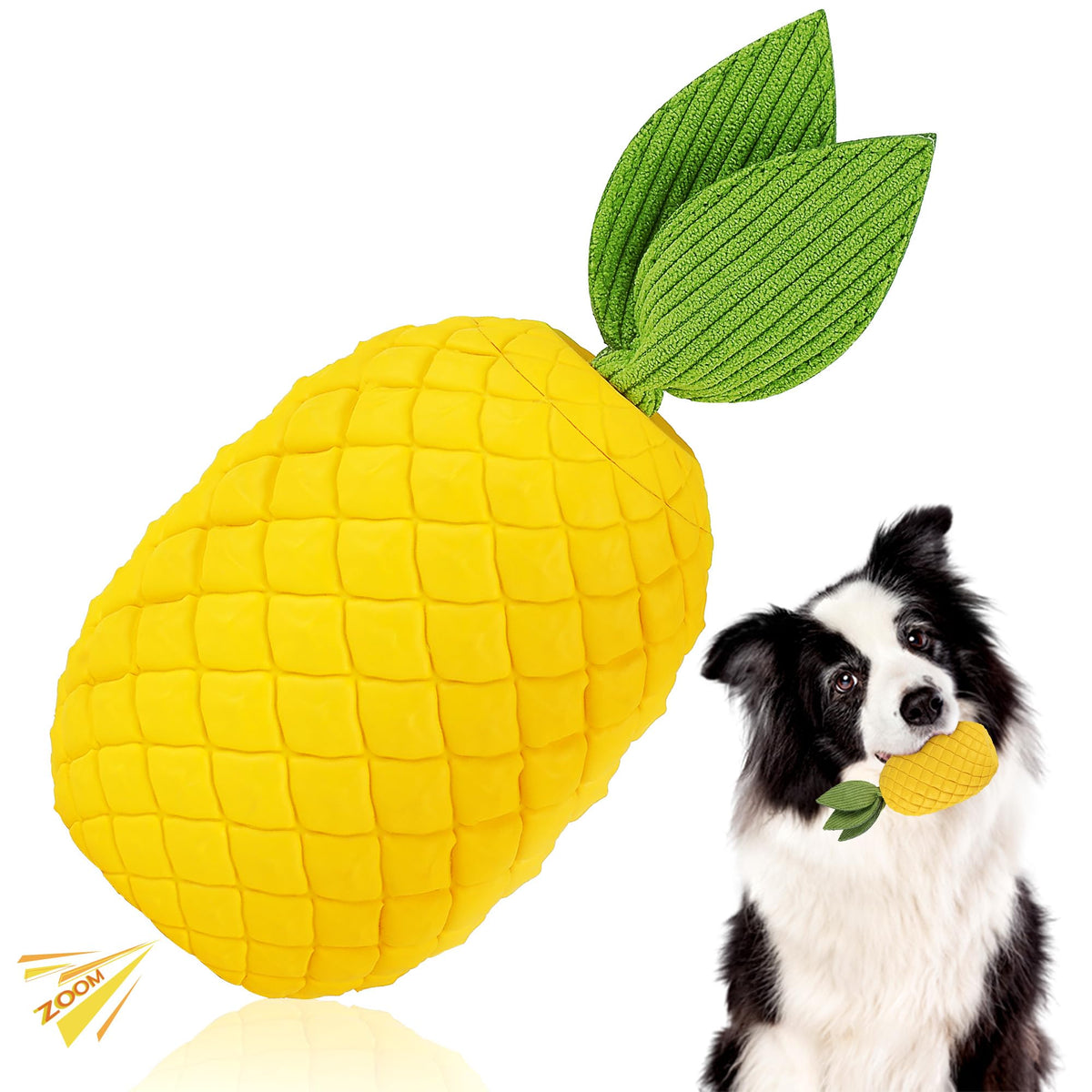 FurtasticFinds pineapple dog toy squeaker engages aggressive chewers for interactive play